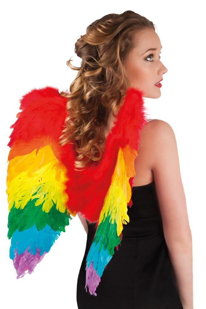 Rainbow Feather Wings - Parrot Coloured Wings from a huge collection at Karnival Costumes