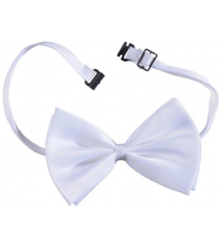 Deluxe White Silk Bow Tie with Adjusters from a collection at Karnival Costumes