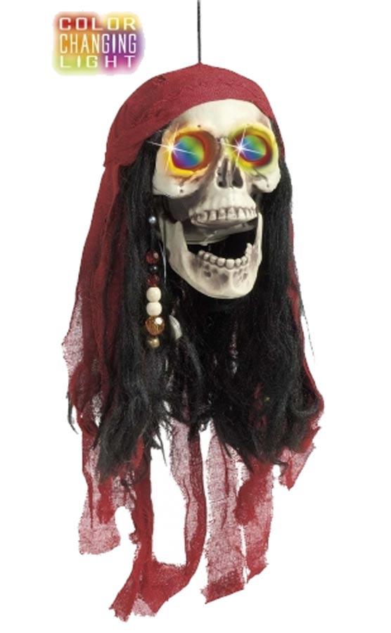 Hanging Pirate Skull with Colour Changing Eyesby Widmann 7828J from a collection of Halloween Decorations at Karnival Costumes party shop
