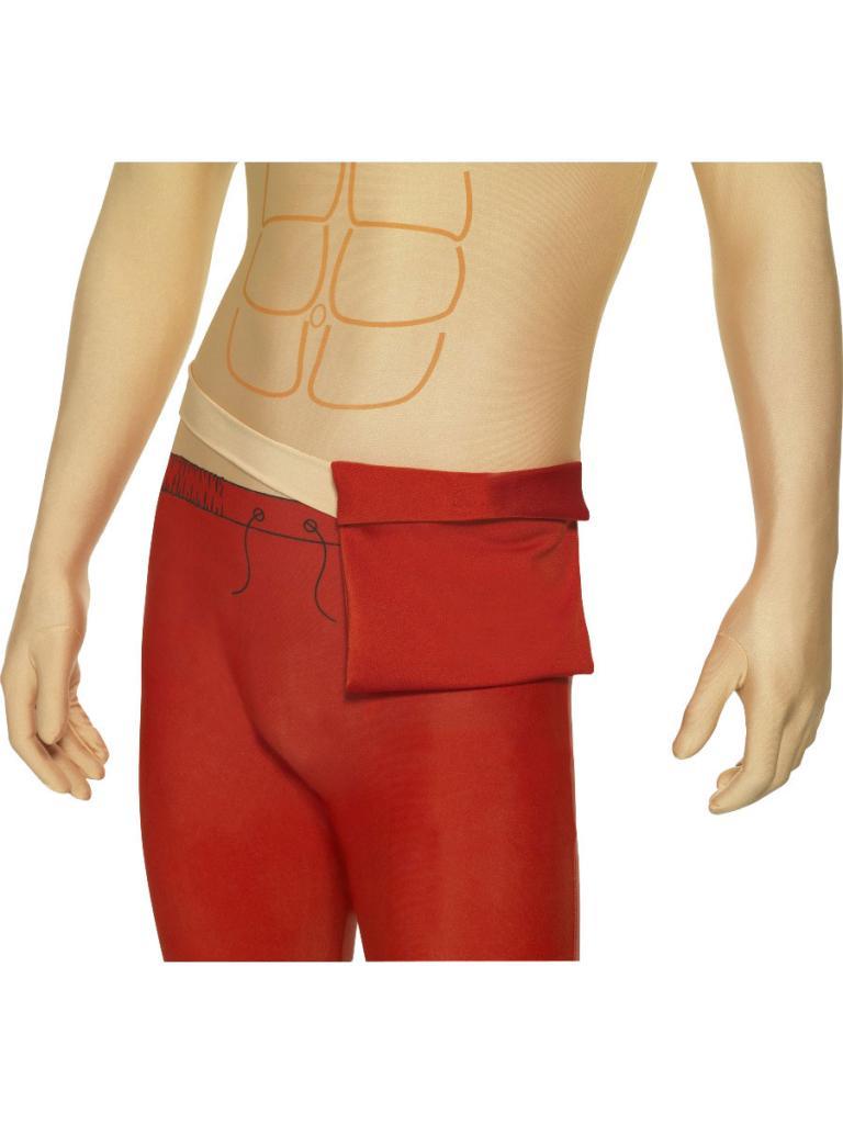 Bumbage detail for the all over bodysuit Baywatch Lifeguard Costume for adults at Karnival Costumes