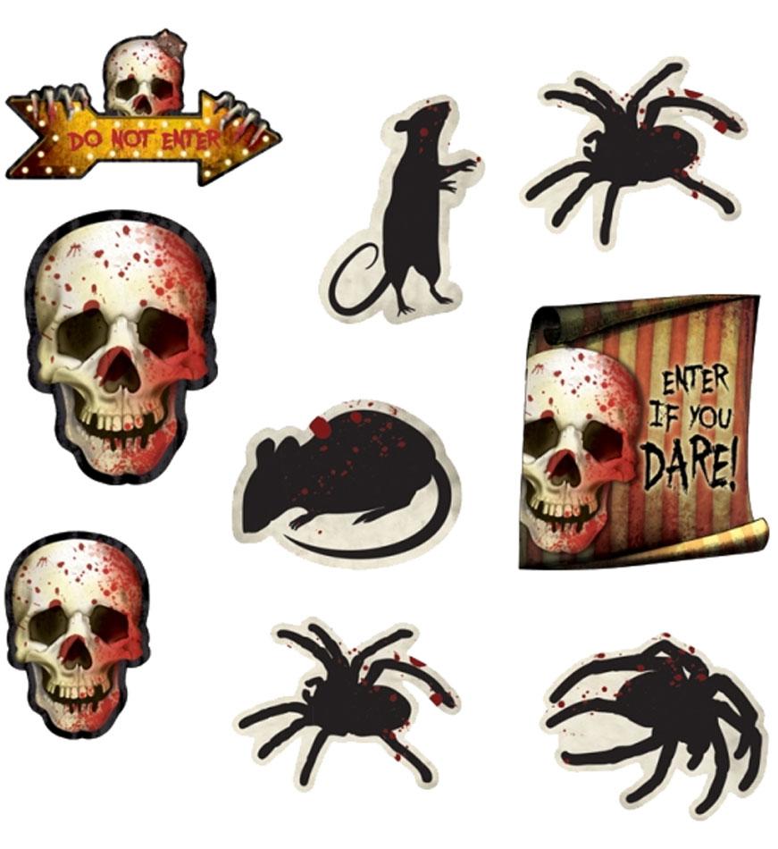 Pack of 12 Creepy Carnival Halloween Cutouts - only 9 pictured available at Karnival Costumes