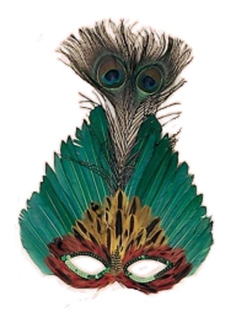 Elegance Feather Eyemask with Plumes in Green from Karnival Costumes