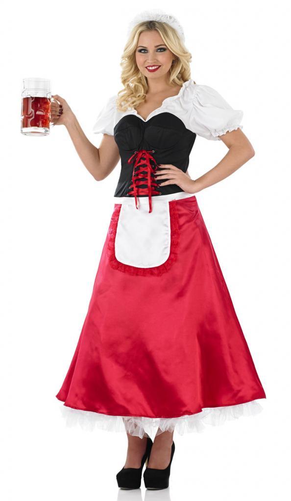Bavarian Lady Fancy Dress Costume with a longer skirt length ideal for Oktoberfest