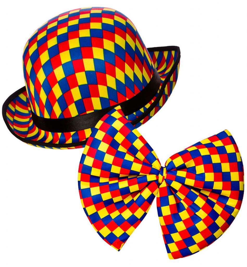 Clown Bowler Hat and Oversized Bow Tie