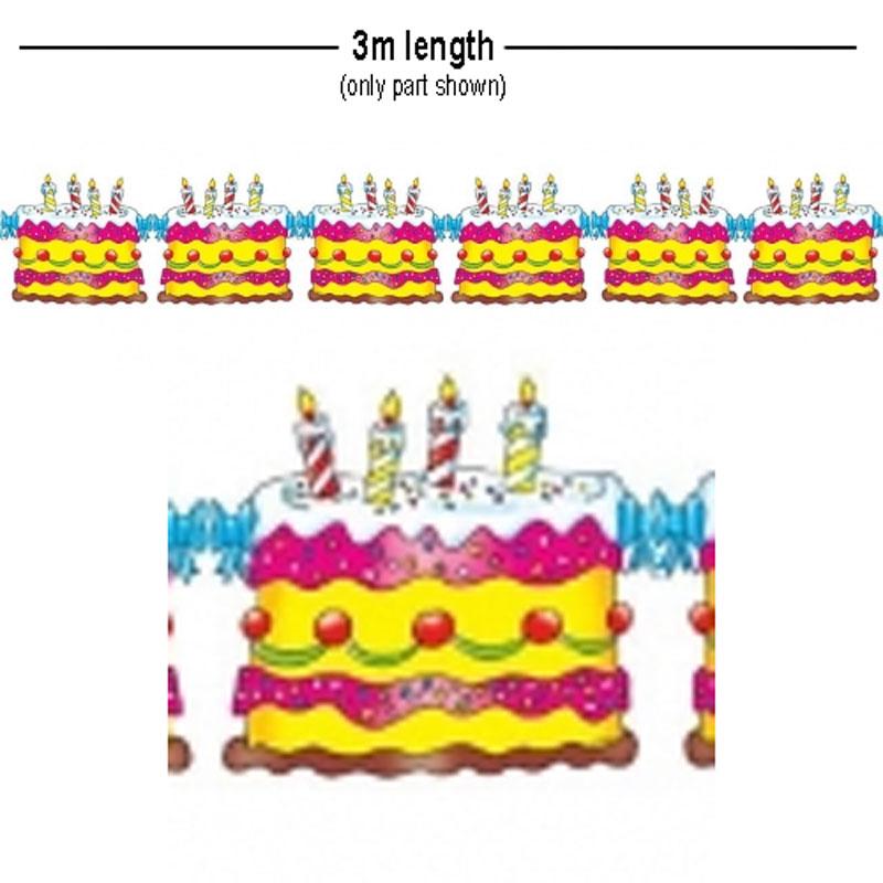 3m Birthday Cake Garland by Wdmann and available from Karnival Costumes
