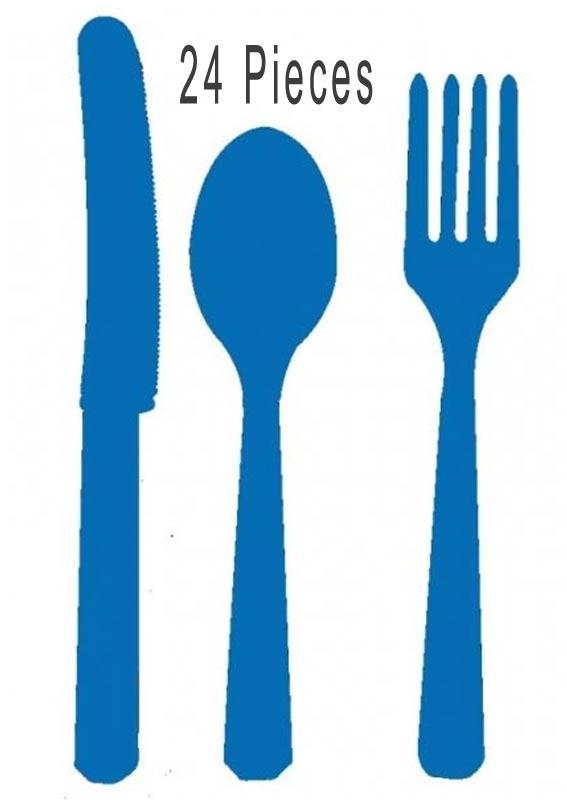 24 pieces Bright Blue Cutlery Assortment by Amscan 4646-105 available at Karnival Costumes
