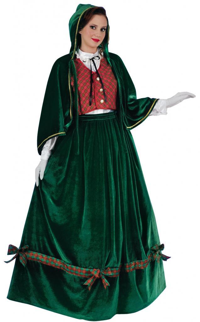 Deluxe Victorian Christmas Caroler Fancy Dress Costume for Ladies by Stamco 443048 and available from Karnival Costumes
