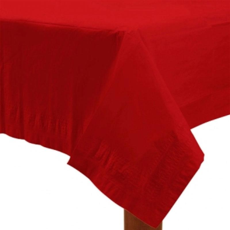 Luxury Apple Red Paper Tablecover measuring 137cm x 274cm by Amscan 57115-40 and available from Karnival Costumes online party shop