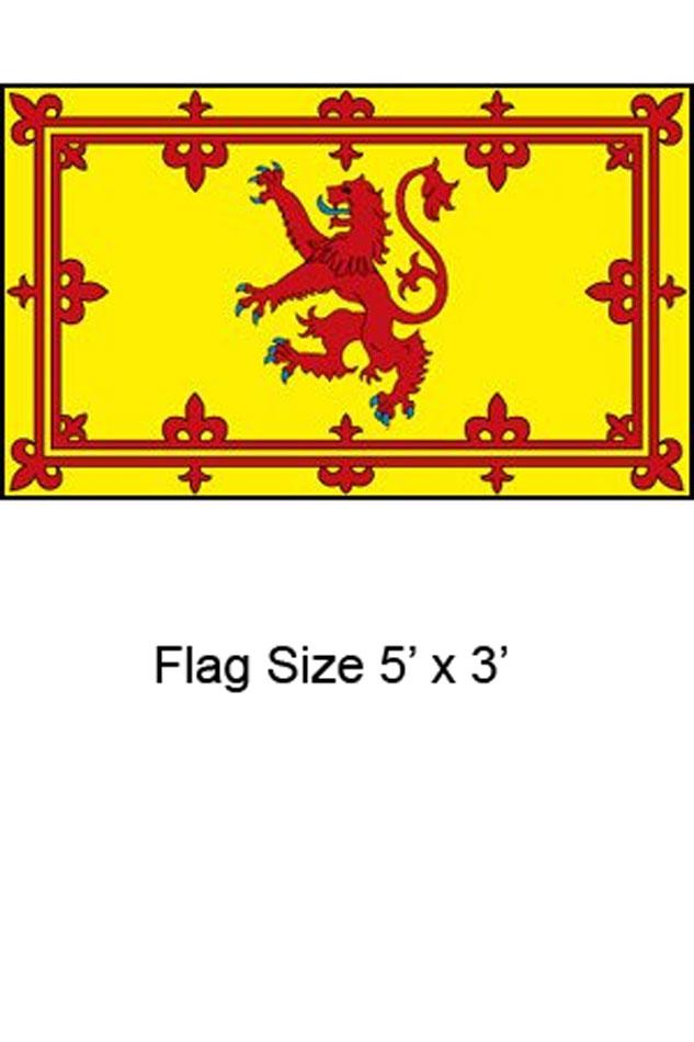 Scottish Flag Lion Rampant measures 5ft x 3ft and available from Karnival Costumes