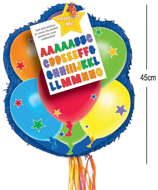 Balloon Design Personalisable Pull Pinata by Amscan P19628 and available from Karnival Costumes