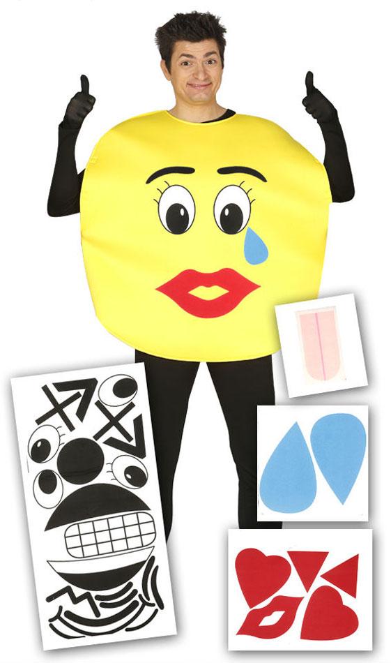 Emoticon Face Adult Fancy Dress Costume with Stickers by Disfaces Guirca 84338 and available in the UK from Karnival Costumes