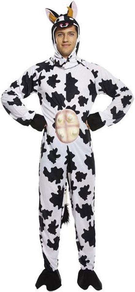 Cow Adult Fancy Dress Costume by Henbrandt U37 598 includes jumpsuit and headpiece and available from Karnival Costumes