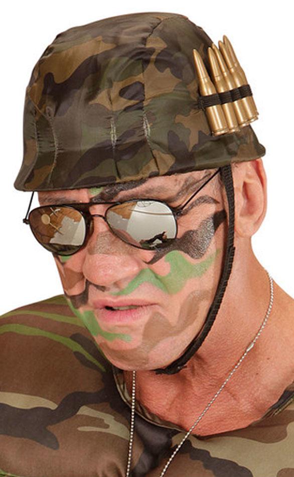 American Soldier's Helmet with bullet clasp and summy bullets by Widmann 23938 available here at Karnival Costumes online party shop