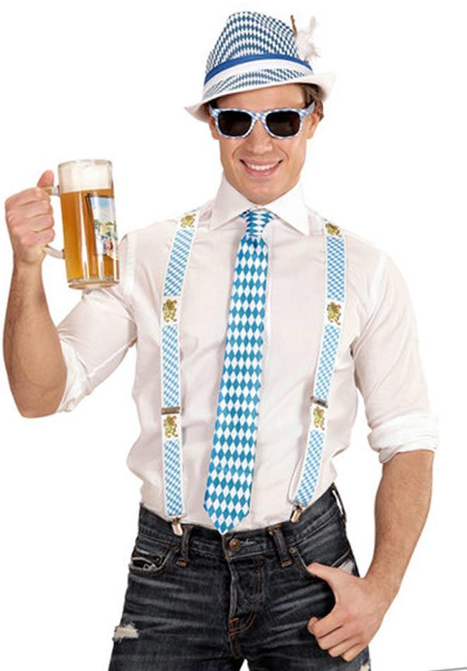 Satin Bavarian Oktoberfest Neck Tie in Blue and White by Oktoberfest