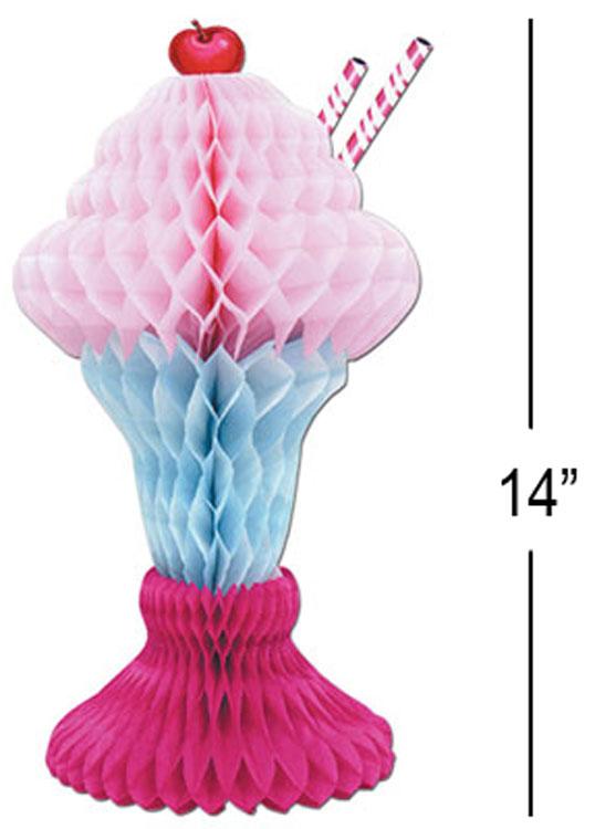 14" tall Ice Cream Sundae Honeycomb Tablecentre by Beistle 55273 available here at Karnival Costumes online party shop