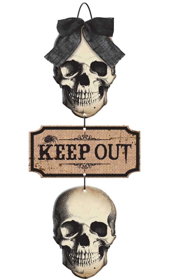 Boneyard MDF Keep Out Sign measuring 48cm x 21cm which has three elements. By Amscan 241548 it's available here at Karnival Costumes online Halloween party shop