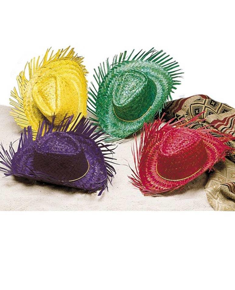 Straw Gringo Cowboy Style Beach Hat in four colours by Widmann 2958X available here at Karnival Costumes online party shop