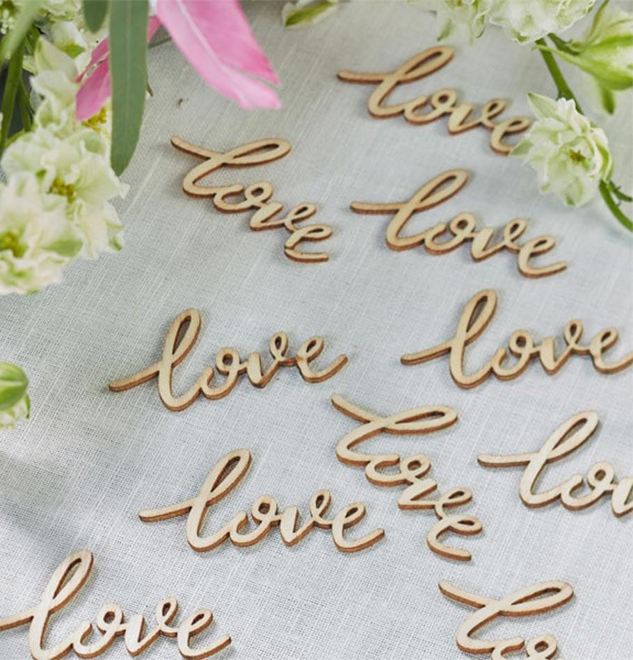 Bohemian Vintage Wooden Wedding Love Confetti by Ginger Ray BH-732 available here at Karnival Costumes online party shop