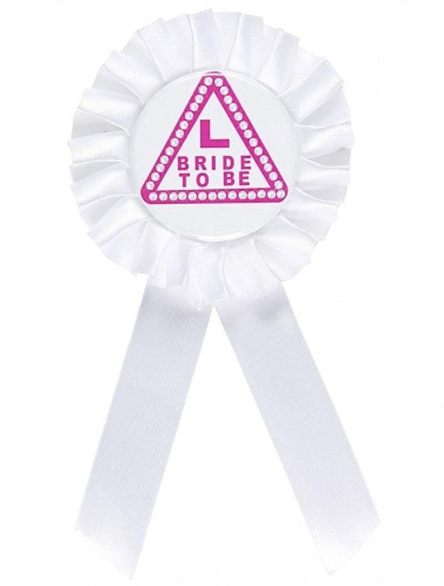 Bride to Be Brooch with Ribbon Rosette by Widmann 8858N available here at Karnival Costumes online Stag and Hen Party Shop