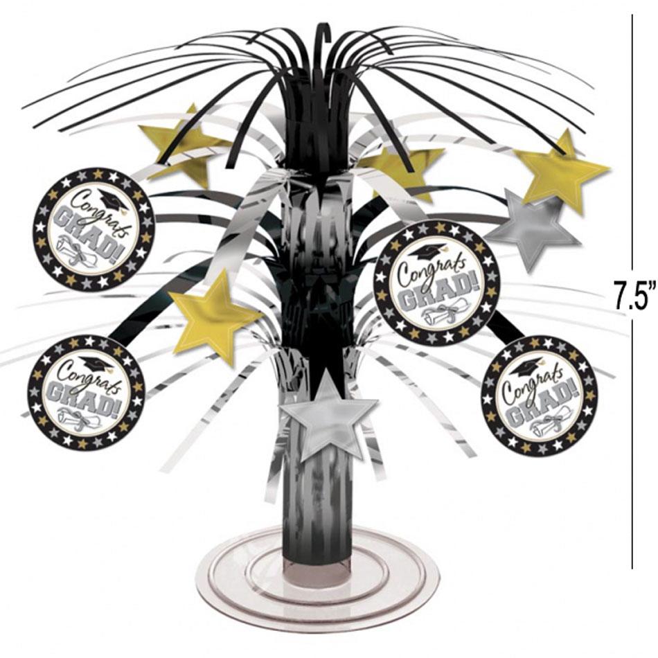 Black & White Graduation Mini Cascade Centrepiece 18cm high by Amscan 240051 available here at Karnival Costumes online party shop