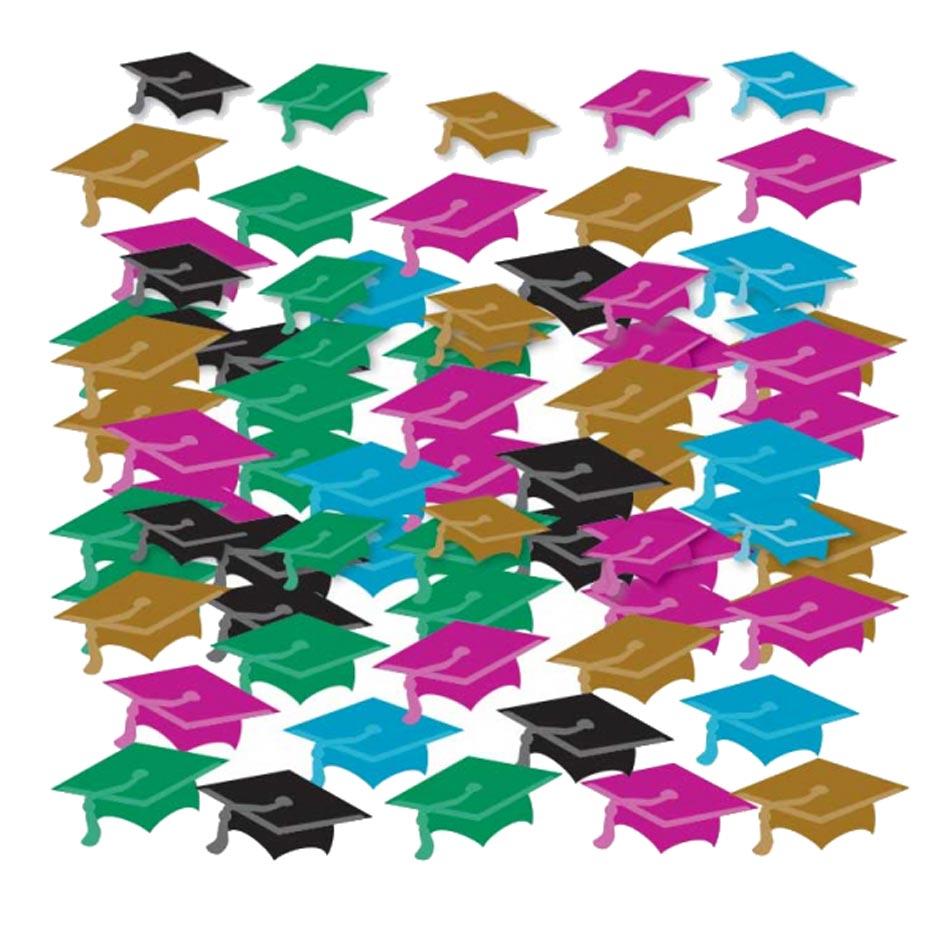 Graduation Mortar Board Cap Confetti Mix in 14g bag. Assorted metallic foil colours and by Amscan 9900816 it's available here at Karnival Costumes online party shop