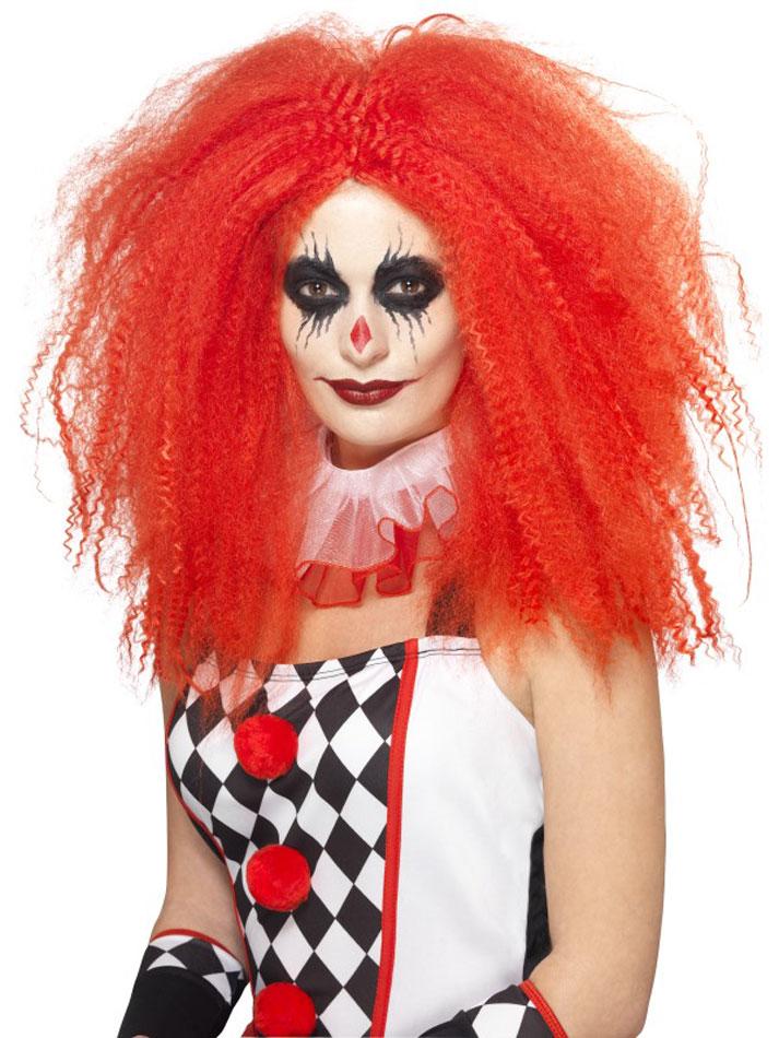 Female Clown Wig with Long Red Crimped Style by Smiffys 44741 available here at Karnival Cosumes online Halloween party shop