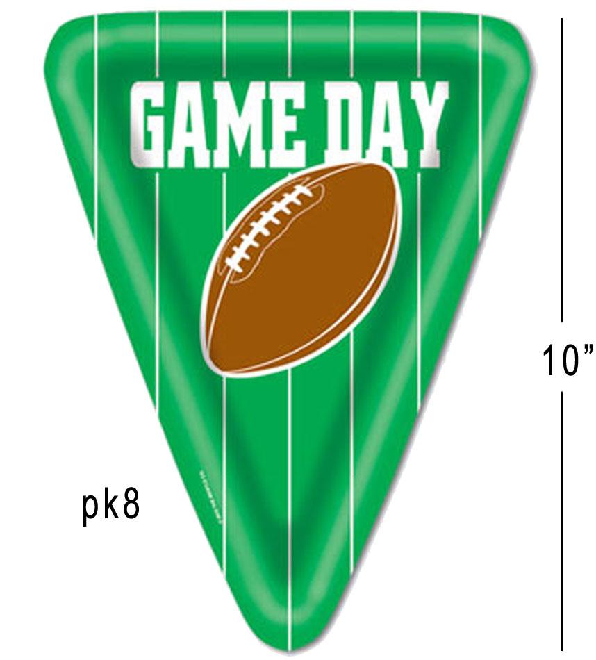 Pack of 8 American Football Game Day Pizza Plates 10" (25cm) by Beistle 58016 available in the UK here at Karnival Costumes online party shop