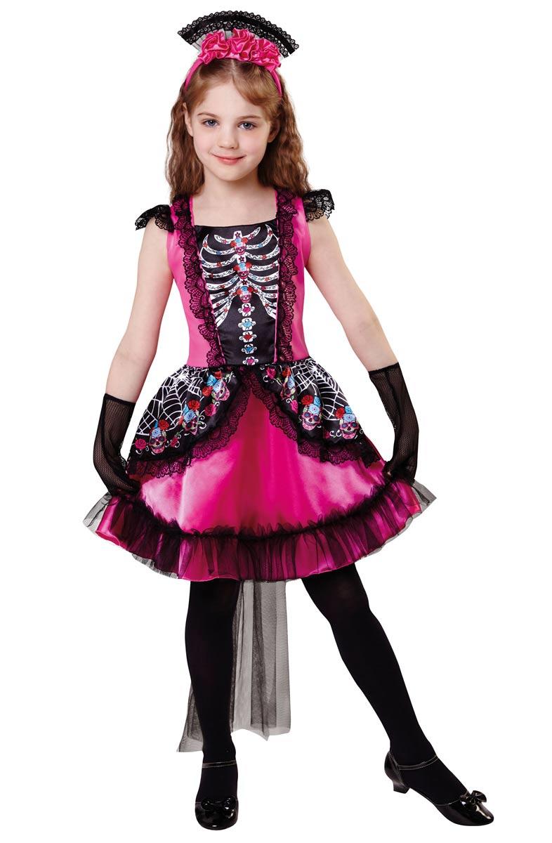 Girls Queen of Death Fancy Dress Day of the Dead Costume CF018 available here at Karnival Costumes online Halloween party shop