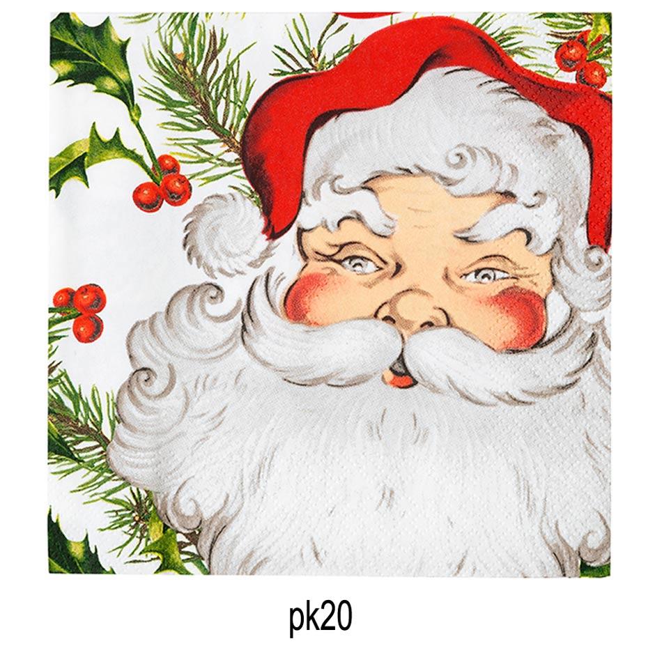 Christmas Botanical Santa Napkins by Talking Tables BC-SANTA-NAPKIN available here at Karnival Costumes online Christmas party shop