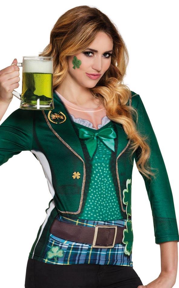 St Patrick's Day 3D Photorealistic Shirt for women by Boland 84375 available here at Karnival Costumes online party shop