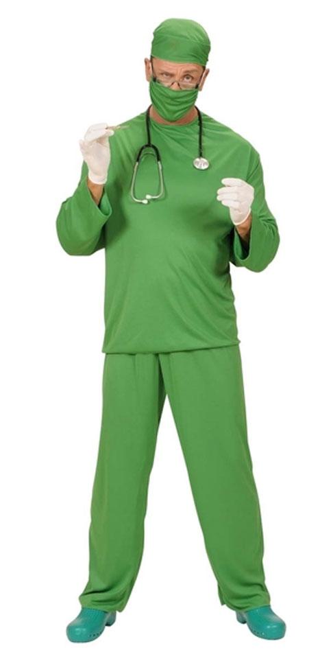 Hospital Surgeon Costume | Green Scrubs Fancy Dress by Widmann 3910 available here at Karnival Costumes online party shop