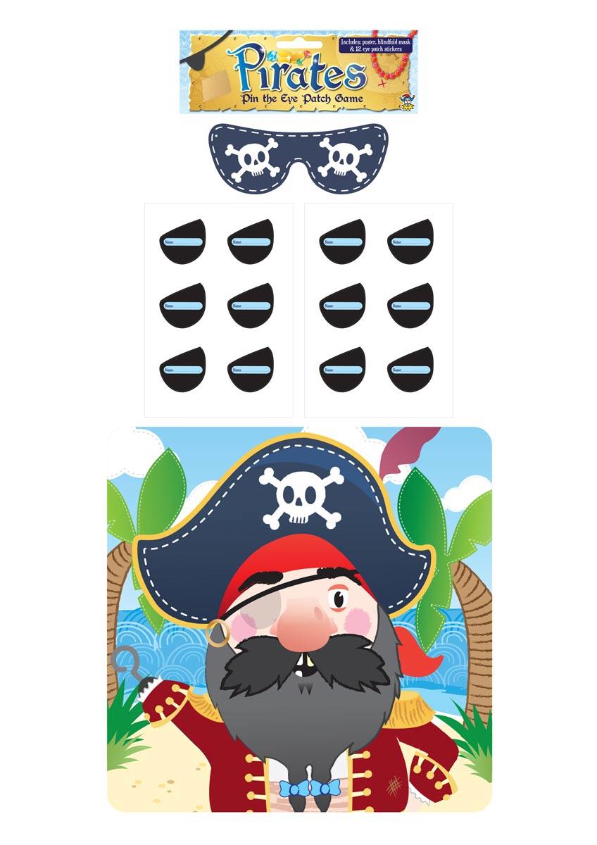 Pirate Party Game, Stick the Eyepatch on the Pirate by Henbrandt X51452 available from a collection of party games here at Karnival Costumes online party shop