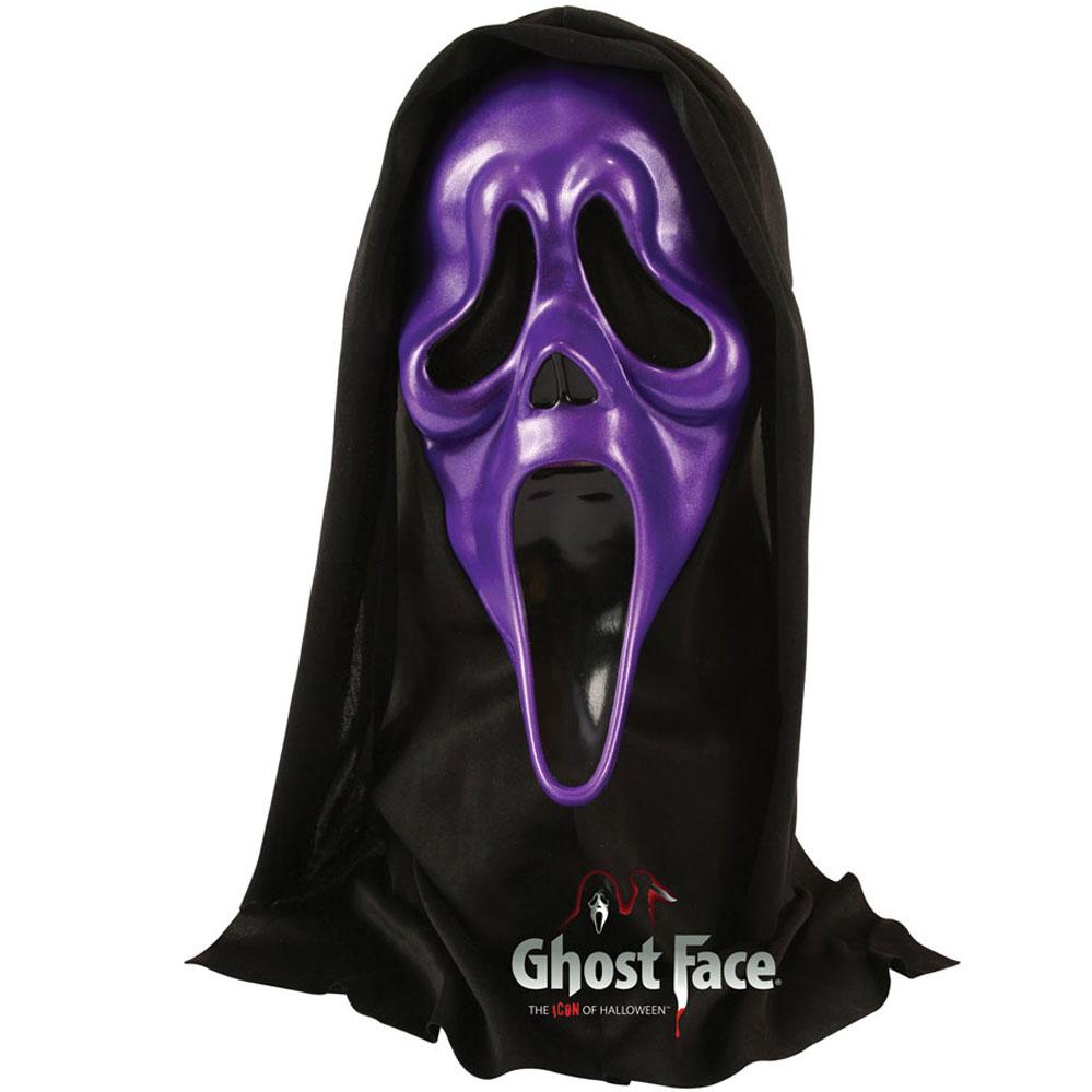 Ghostface Metallic Purple Face Mask. Fully licensed Ghost Face®  Mask by Fun World 8501GF available here at Karnival Costumes online Halloween party shop