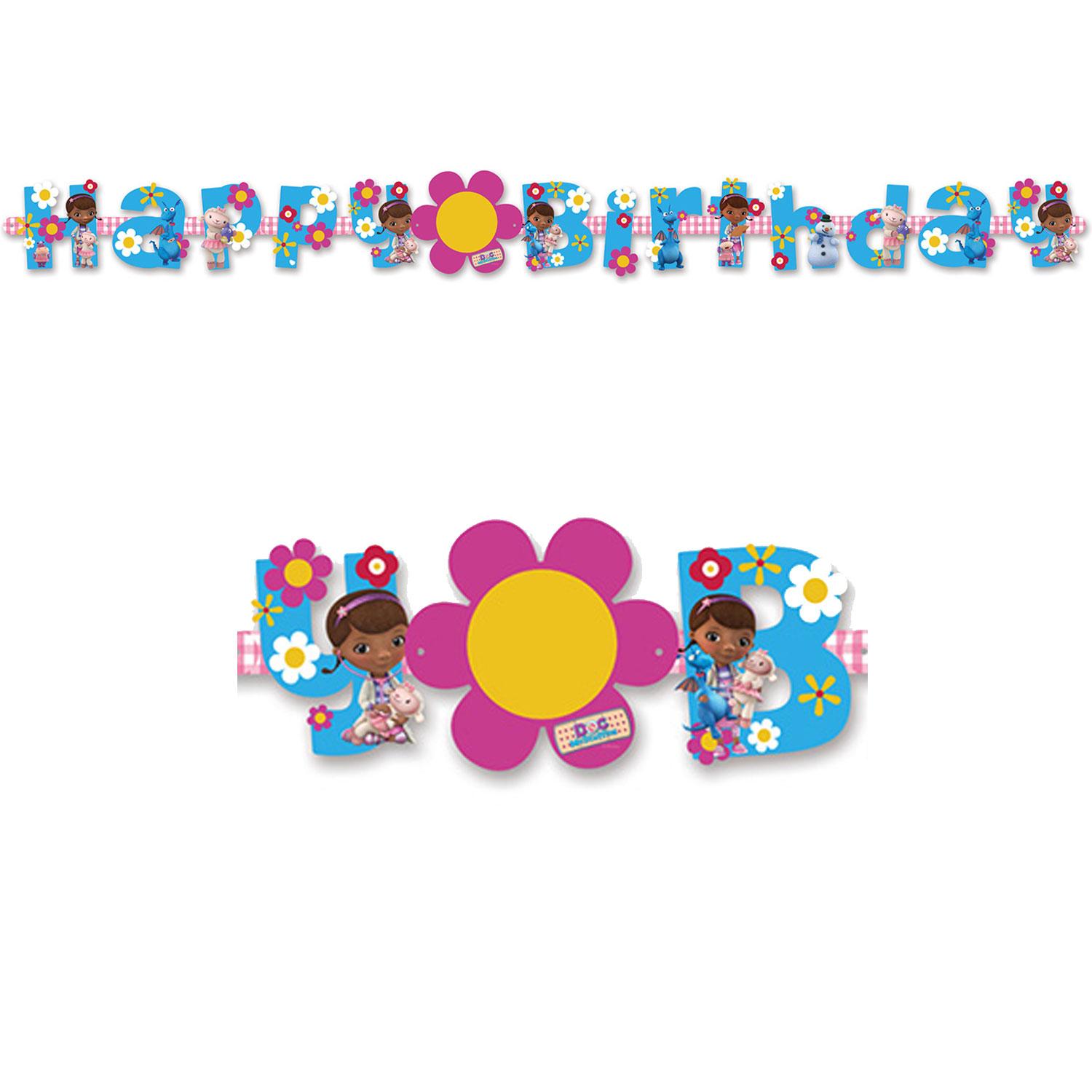 Doc McStuffins Add an Age Letter Banner - 1.8m x 14cm fully licensed by Disney Junior by Amscan 996903 and available here at Karnival Costumes online party shop