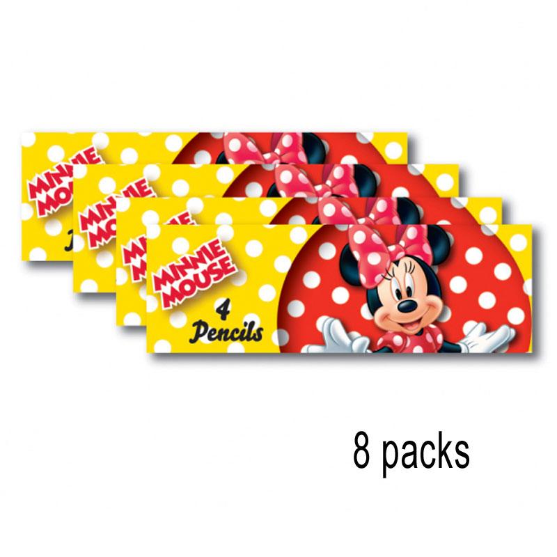 Minnie Mouse Pencil Sets 8pks of 4 pencils by Amscan 995244. Fully licensed by Disney, these are available from a collectionof party games and prizes here at Karnival Costumes online party shop