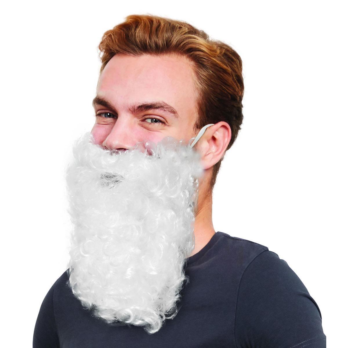 Father Christmas Santa Beard 11" white nylon by Bristol Novelties MB035 availabl ehere at Karnival Costumes online party shop