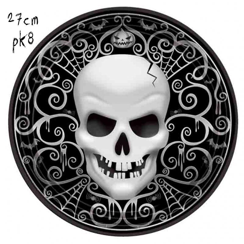 Halloween Fright Night Paper Plates 26.8cm pack 8 plates by Amscan 996759 available here at Karnival Costumes online Halloween party shop