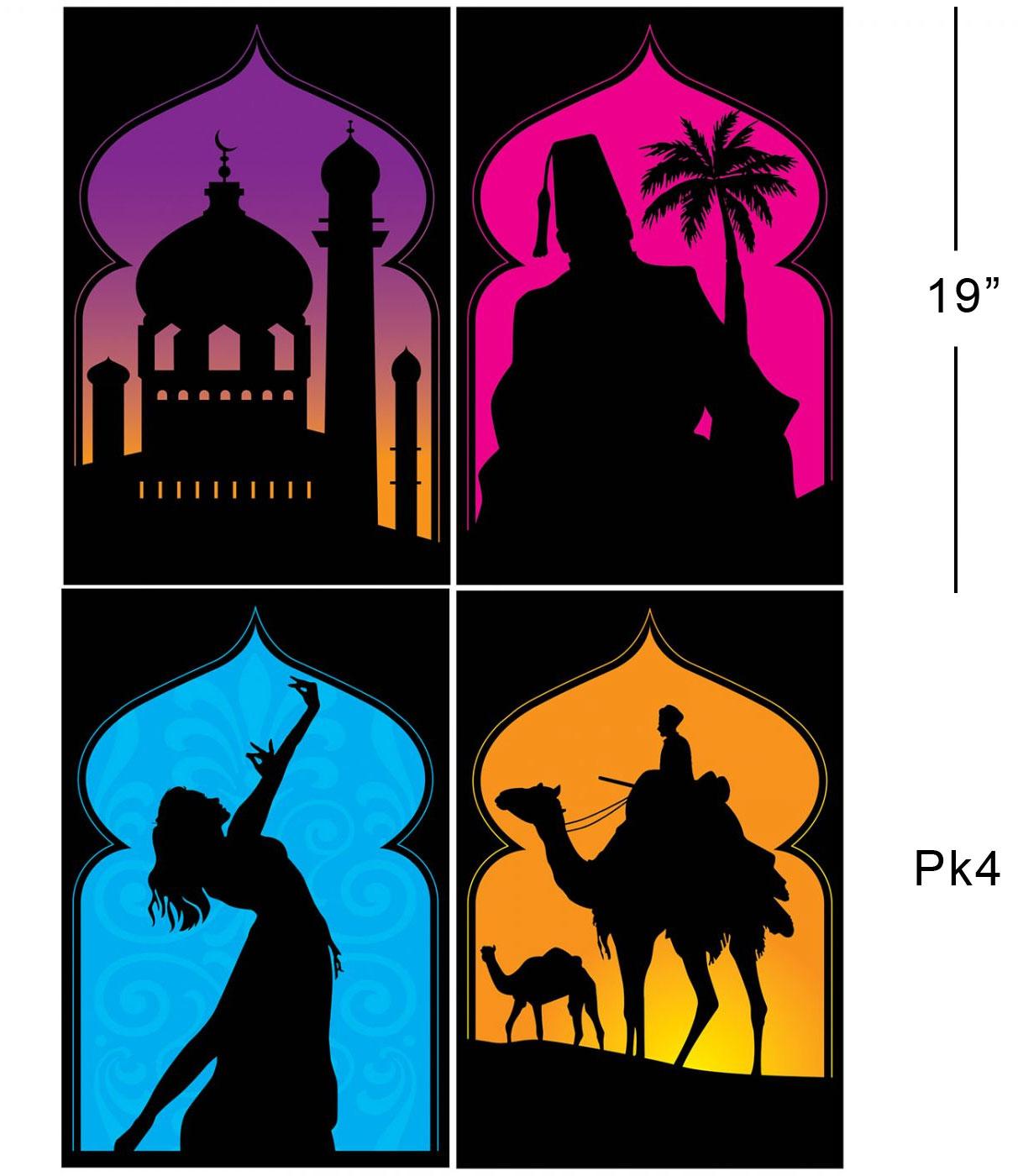 Arabian Nights Silhouettes pack 4pcs by Beistle 53558 available here at Karnival Costumes online party shop