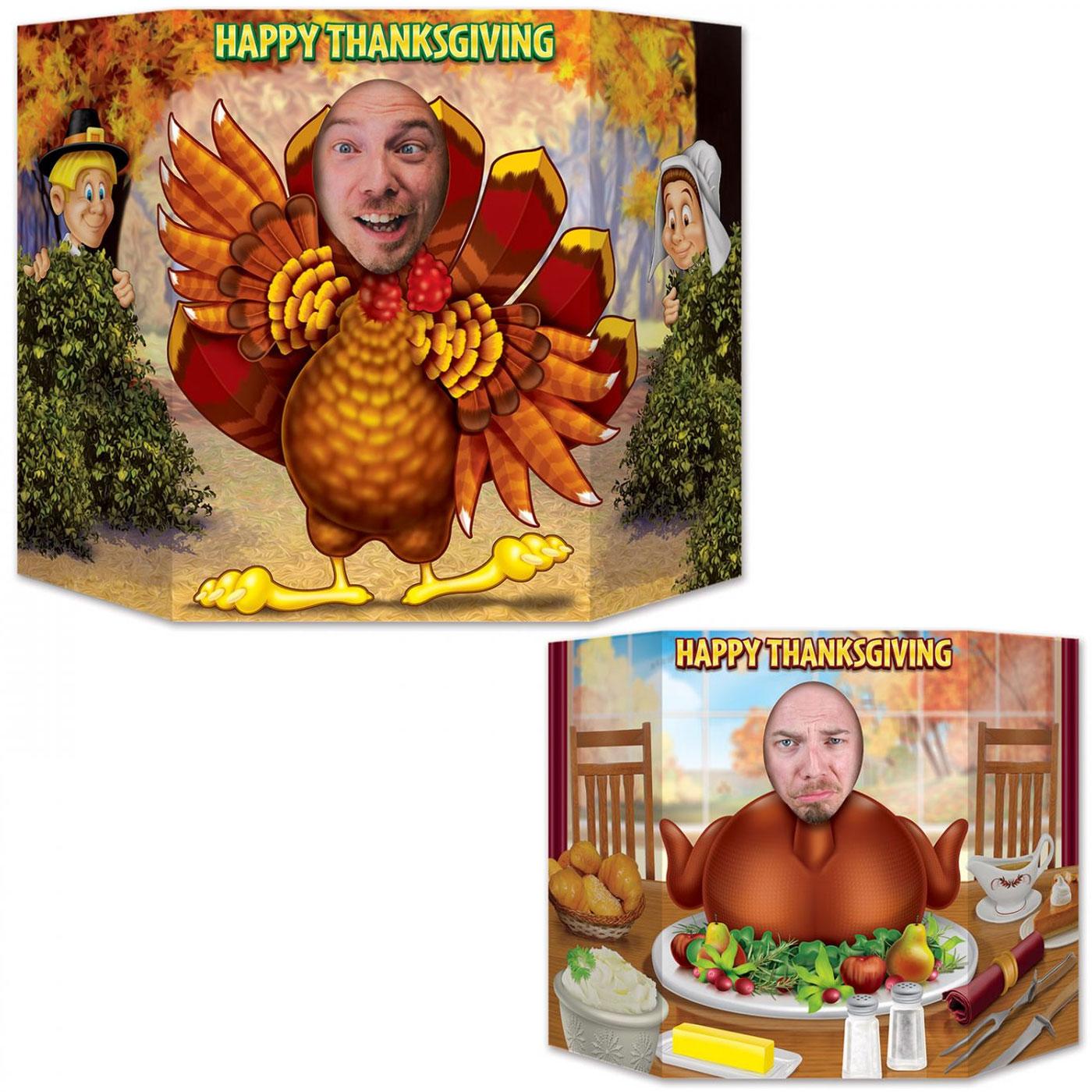 Happy Thanksgiving Photo Prop - 37" x  25" Double Sided by Beistle 99993 available here at Karnival Costumes online party shop