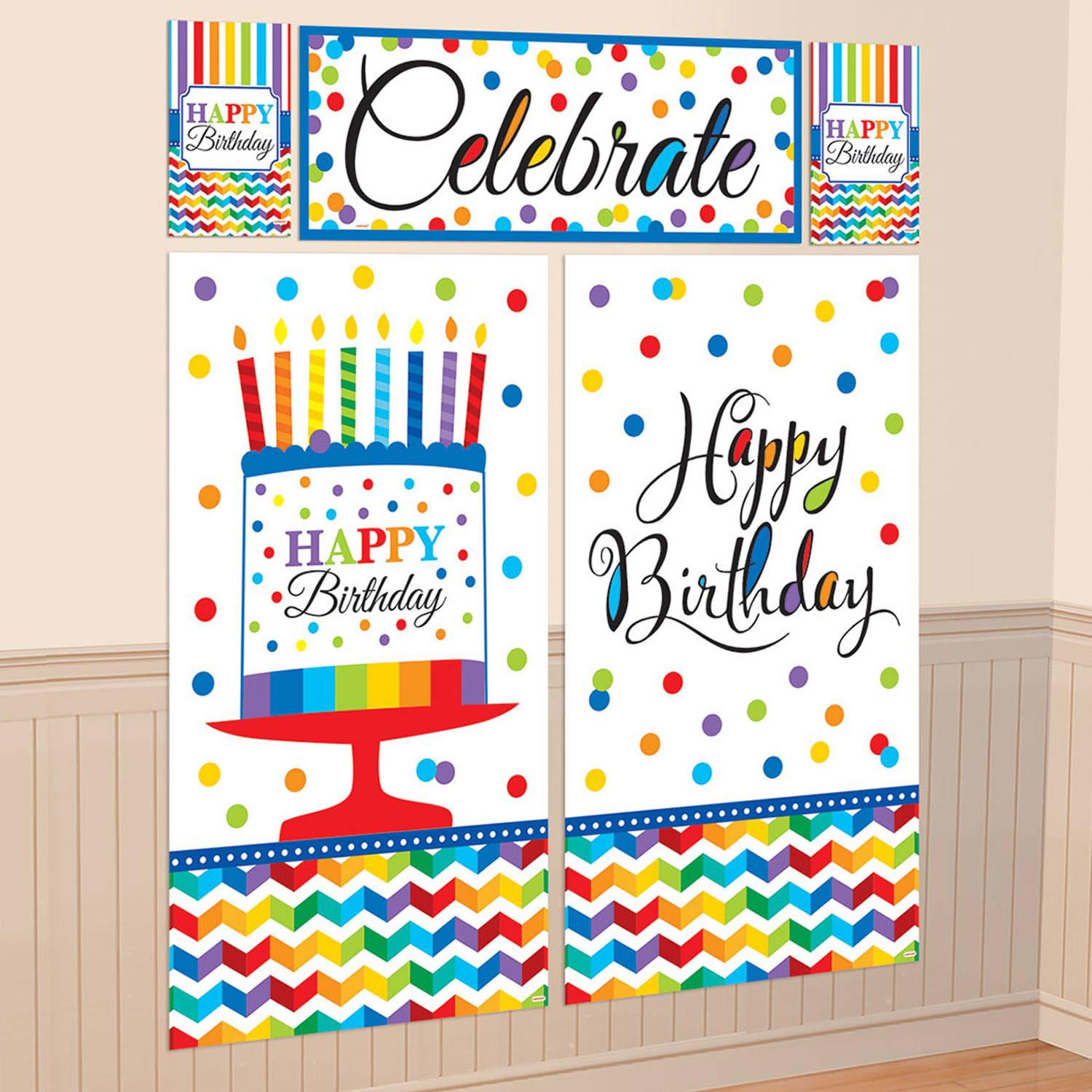 Bright Birthday Wall Scene Setter Decorating Kit by Amscan 670472 available here at Karnival Costumes online party shop