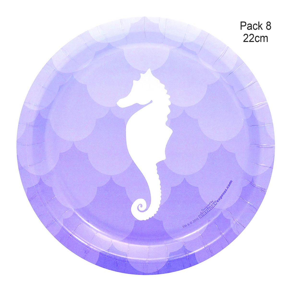 Mermaid Sea Horse Party Paper Plates 17cm pk8 by Forum Novelies 80664 available here at Karnival Costumes online party shop