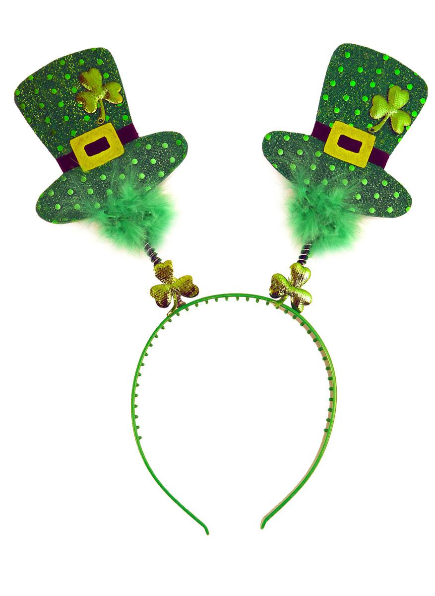 St Patricks Day Head Boppers With Mini Irish Hats and Fur Fabric Trim by Henbrandt X20 447 available here at Karnival Costumes online party shop