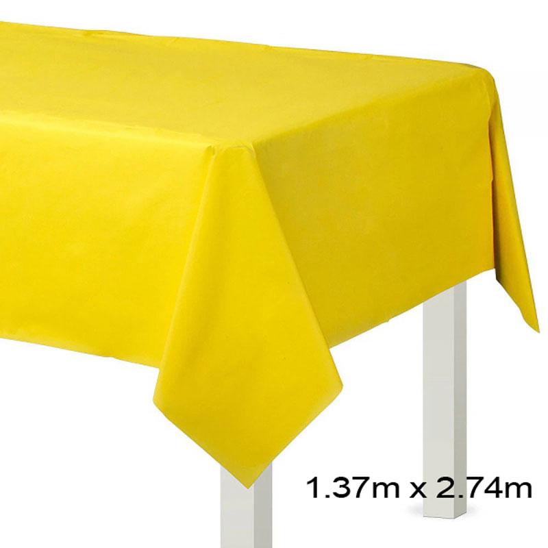 Sunshine Yellow Plastic Tablecover measuring 137cm x 274cm by Amscan 77015-09 available here at Karnival Costumes online party shop