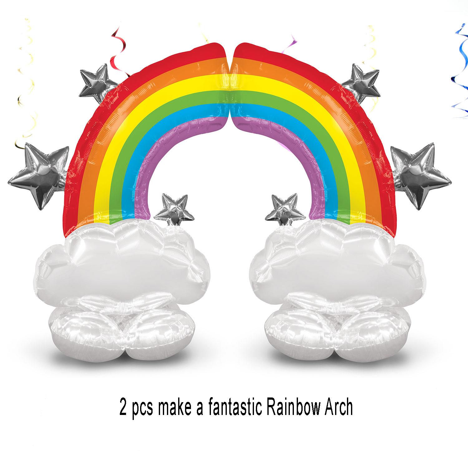 Two AirLoonz Rainbow Air-Fill Character Balloons make a superb Rainbow Arch - by Amscan 4246211 available here at Karnival Costumes online party shop