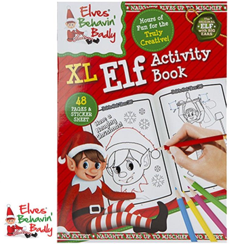 Elves Behaving Badly XL Activity Book & Sticker Sheet by PMS 500117 available here at Karnival Costumes online Christmas party shop