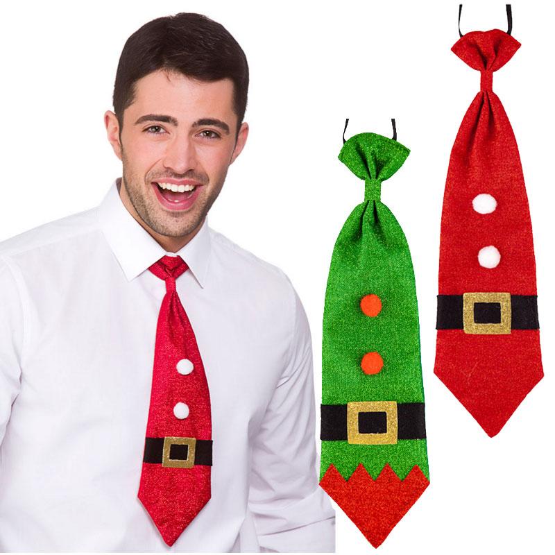 Glitter Christmas Ties in either Santa or Elf by Wicked XM-4654 (Santa) XM-4655 (Elf) available here at Karnival Costumes online party shop