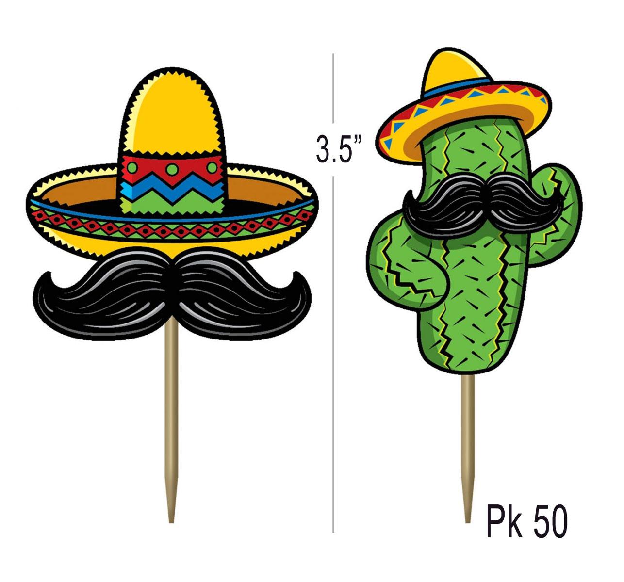 Colourful Mexican Fiesta party picks or Sandwich flags pk50 pcs by Beistle 60661 available here at Karnival Costumes online party shop