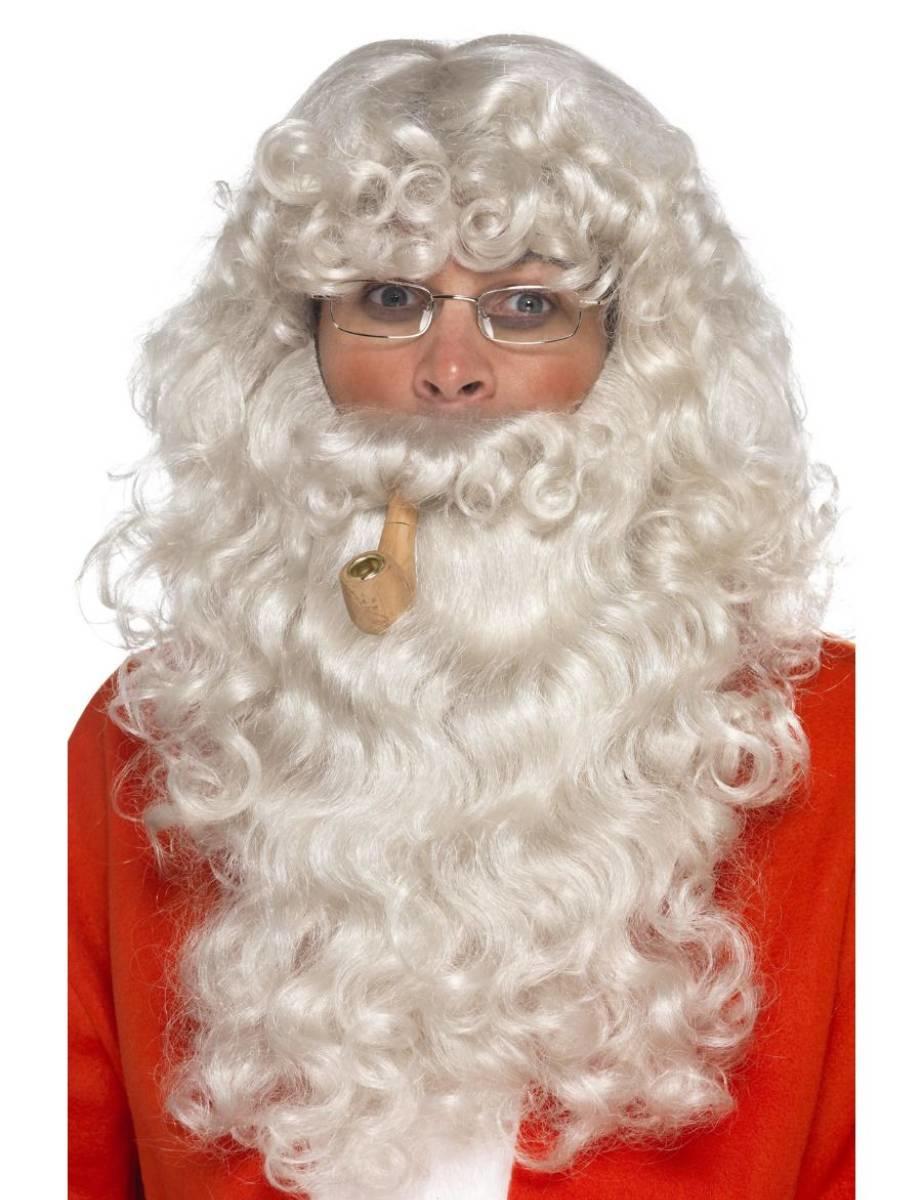 Santa Claus Dress-Up Set with deluxe wig, beard, glasses and pipe by Smiffy 45181 available here at Karnival Costumes online Christmas party shop