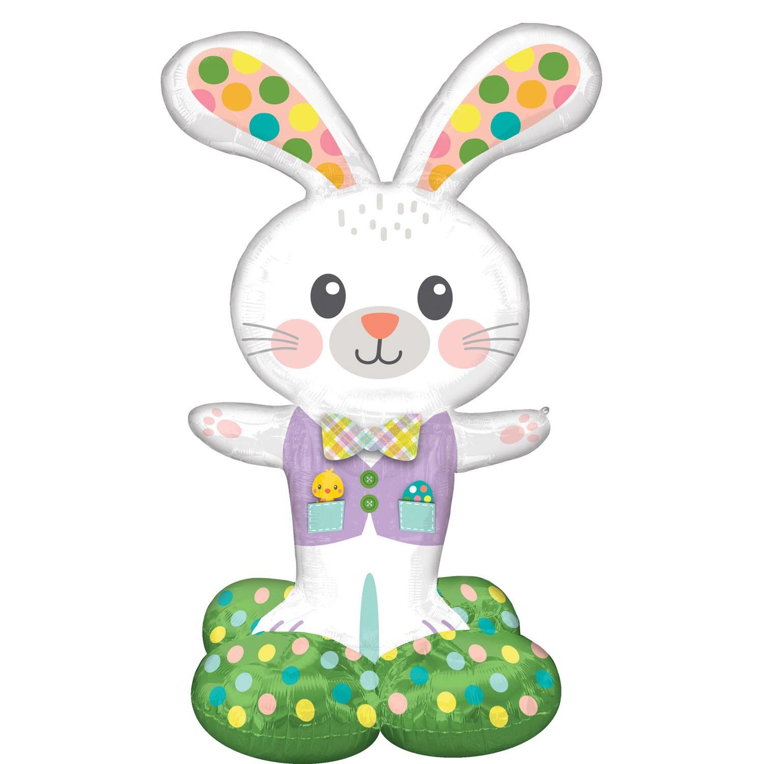 Colourful Spotted Easter Bunny 46" tall Airloonz balloon by Amscan 4377211 available here at Karnival Costumes online party shop