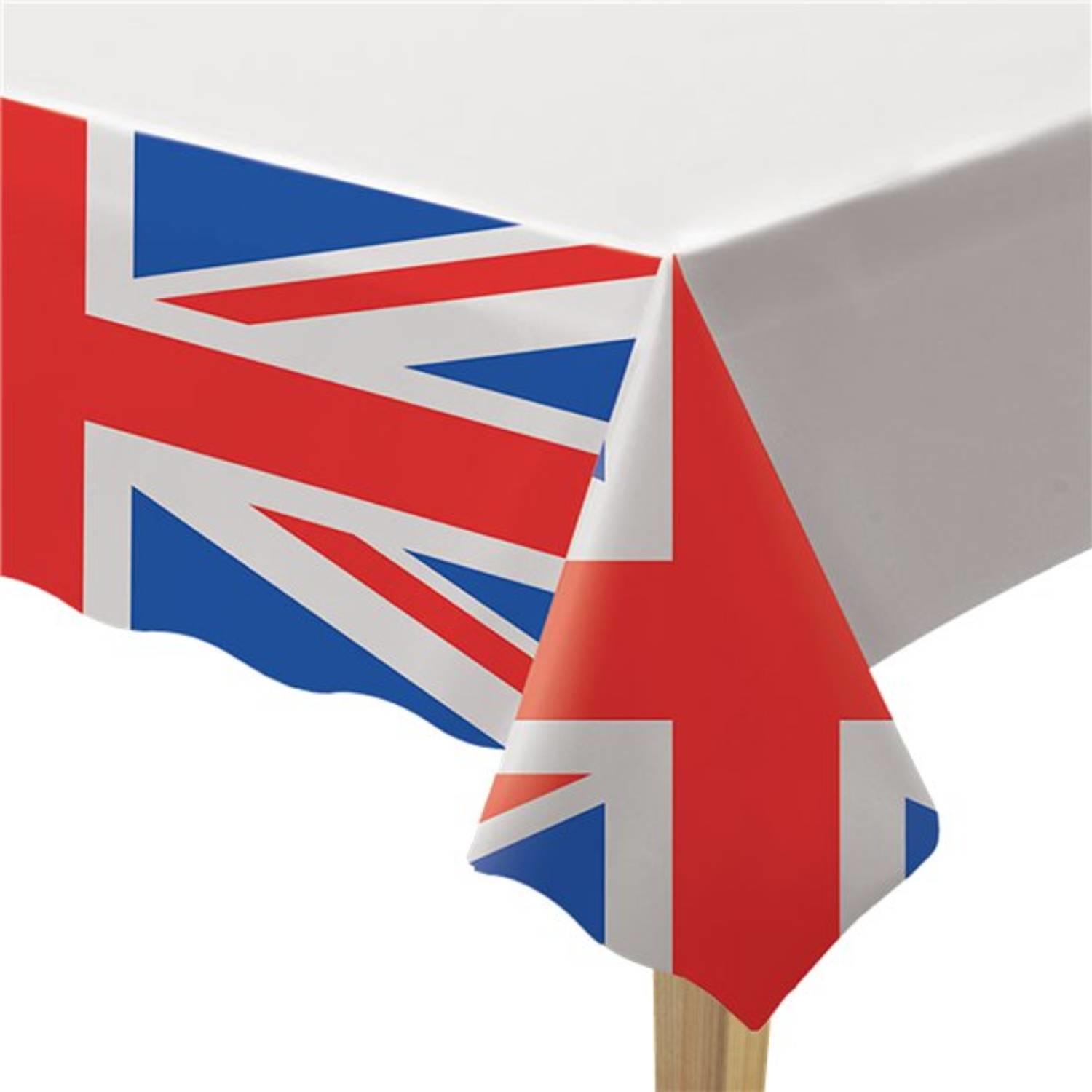 Union Jack Plastic Tablecover 1.8m x 1.2m from a collection of Great Britain tableware from Karnival Costumes online party shop.